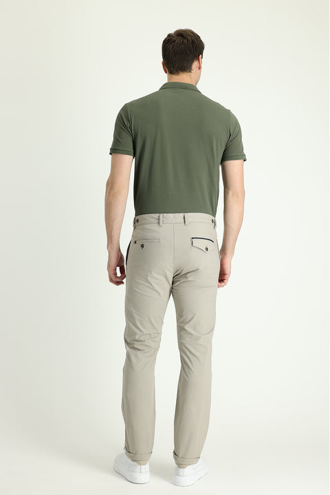 Açık Vizon Regular Fit Standart Kesim Likralı Kanvas / Chino Pantolon