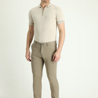 Açık Vizon Slim Fit Dar Kesim Likralı Saten Kanvas / Chino Pantolon