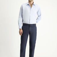 Koyu Lacivert Regular Fit Likralı Kanvas / Chino Pantolon