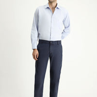 Koyu Lacivert Regular Fit Standart Kesim Likralı Kanvas / Chino Pantolon
