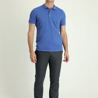 Mid-Smoke Regular Fit Standard Cut Buckled Cotton Canvas / Chino Trousers