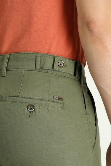 Orta Haki Regular Fit Tokalı Pamuklu Kanvas / Chino Pantolon