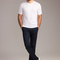 Orta Lacivert Slim Fit Dar Kesim Likralı Kanvas / Chino Pantolon