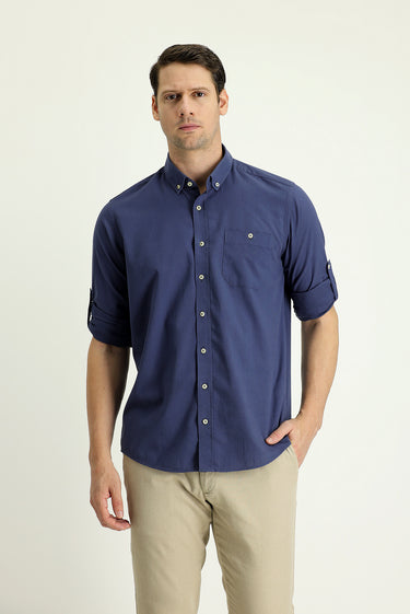 İndigo Uzun Kol Regular Fit Pamuk Spor Gömlek