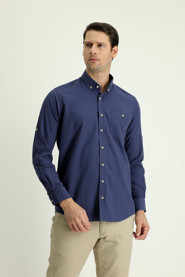İndigo Uzun Kol Regular Fit Pamuk Spor Gömlek