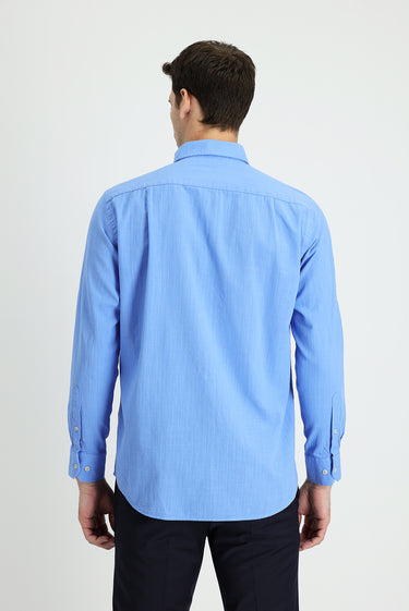 Mavi Uzun Kol Regular Fit Pamuk Spor Gömlek