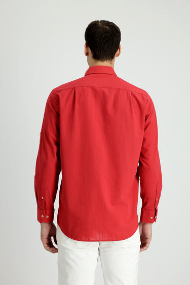 Bayrak Kırmızı Uzun Kol Regular Fit Pamuk Spor Gömlek
