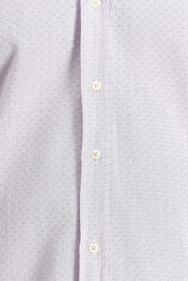 Lila Uzun Kol Regular Fit Keten Görünümlü Desenli Pamuk Düğmeli Yaka Gömlek