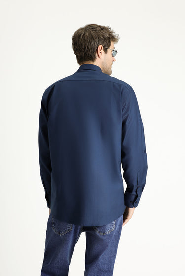 Koyu Lacivert Uzun Kol Regular Fit Spor Pamuklu Gömlek