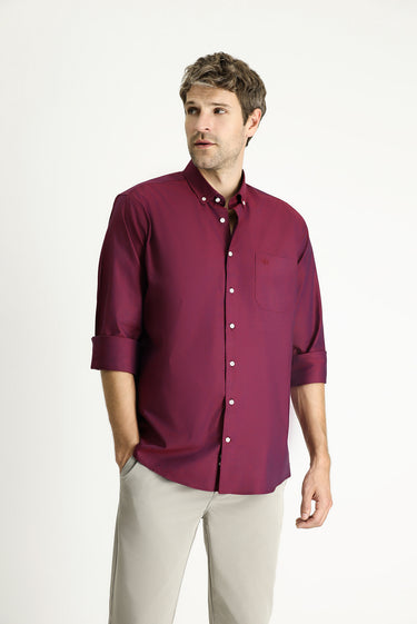 Açık Bordo Uzun Kol Regular Fit Spor Pamuklu Gömlek