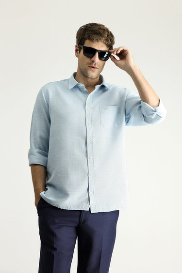 Petrol Yeşili Uzun Kol Regular Fit Desenli Pamuklu Gömlek