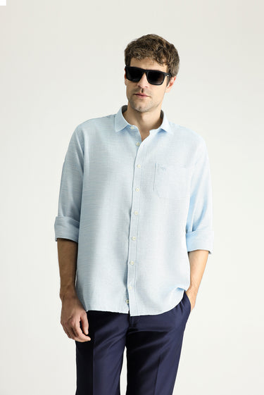 Petrol Yeşili Uzun Kol Regular Fit Desenli Pamuklu Gömlek