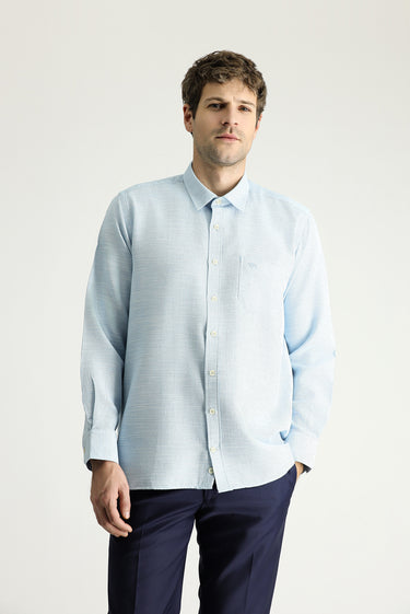 Petrol Yeşili Uzun Kol Regular Fit Desenli Pamuklu Gömlek