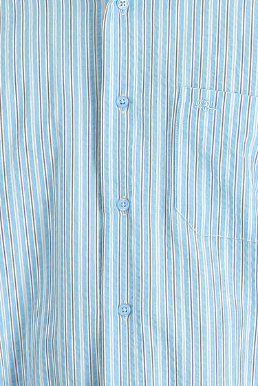 Açık Turkuaz Uzun Kol Regular Fit Çizgili Pamuk Spor Gömlek