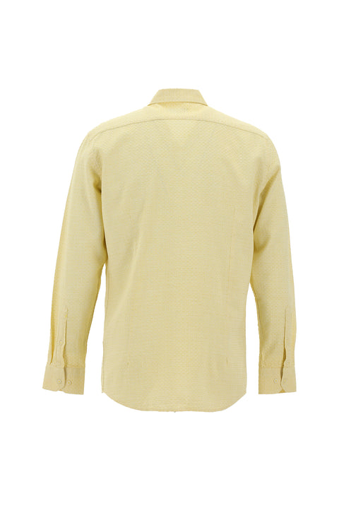 Hardal Uzun Kol Slim Fit Dar Kesim Spor Pamuk Gömlek