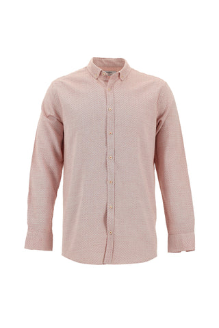 Mercan Kırmızı Uzun Kol Slim Fit Dar Kesim Spor Pamuk Gömlek