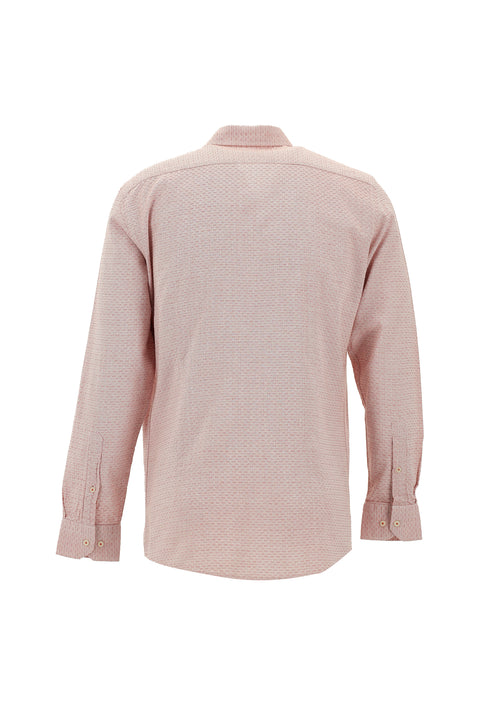 Mercan Kırmızı Uzun Kol Slim Fit Dar Kesim Spor Pamuk Gömlek