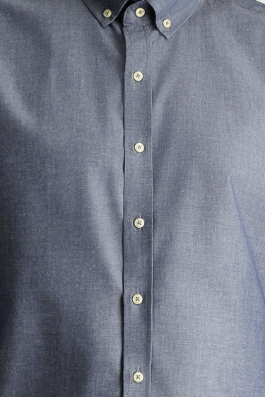 Orta Lacivert Uzun Kol Slim Fit Dar Kesim Spor Pamuk Gömlek