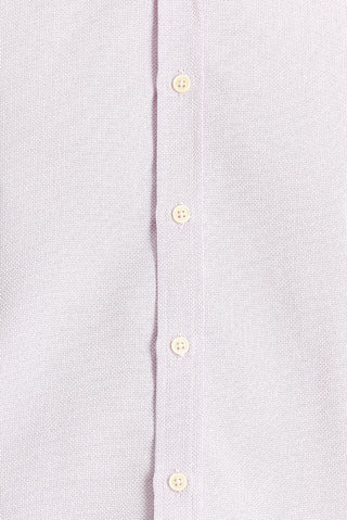 Lila Uzun Kol Slim Fit Dar Kesim Desenli Spor Pamuklu Kolay Ütülenebilir Düğmeli Yaka Gömlek