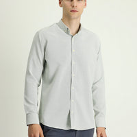 Dark Green Long Sleeve Slim Fit Narrow Cut Patterned Sporty Cotton Easy Iron Button-Down Collar Shirt