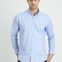 Light Blue Long Sleeve Slim Fit Narrow Cut Sport Shirt