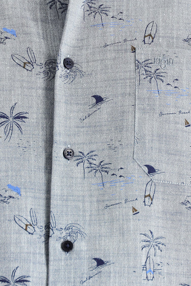 Açık Lacivert Uzun Kol Regular Fit Desenli Spor Pamuklu Gömlek