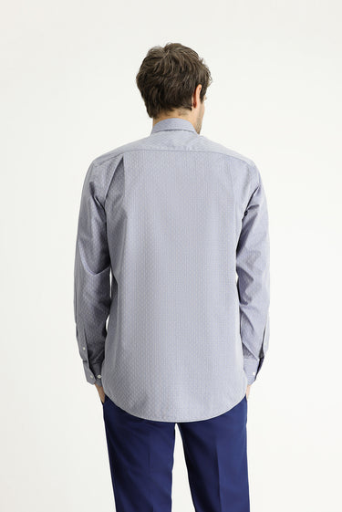 Açık Mavi Uzun Kol Regular Fit Desenli Spor Pamuklu Gömlek