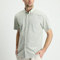 Dark Green Short Sleeve Regular Fit Cotton Sports Shirt