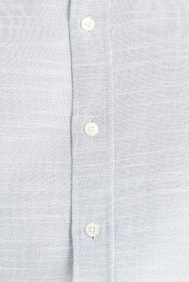 Mavi Kısa Kol Regular Fit Keten Görünümlü Pamuklu Gömlek