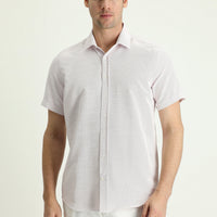Dusty Pink Short Sleeve Regular Fit Linen-Look Cotton Shirt