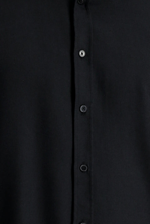 Men's Black Short Sleeve Regular Fit Sporty Cotton Linen Shirt