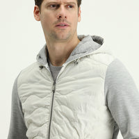 Light Grey Seasonal Slim Fit Hooded Quilted Sport Jacket
