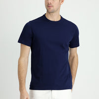 Orta Lacivert Bisiklet Yaka Regular Fit Süprem Pamuk Tişört