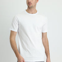 Beyaz Bisiklet Yaka Slim Fit Dar Kesim Süprem Pamuk Tişört