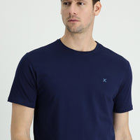 Lacivert Bisiklet Yaka Slim Fit Dar Kesim Süprem Tişört
