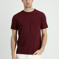 Koyu Bordo Bisiklet Yaka Slim Fit Dar Kesim Süprem Tişört