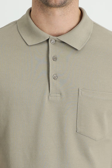 Orta Vizon Polo Yaka Regular Fit Nakışlı Pamuk Tişört