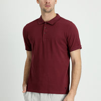 Koyu Bordo Polo Yaka Regular Fit Nakışlı Pamuk Tişört
