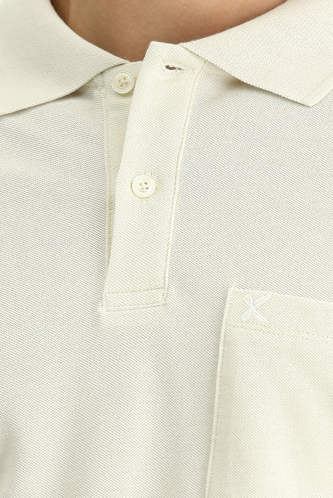 Stone Embroidered Polo Collar Regular Fit Pocketed 100% Cotton T-shirt