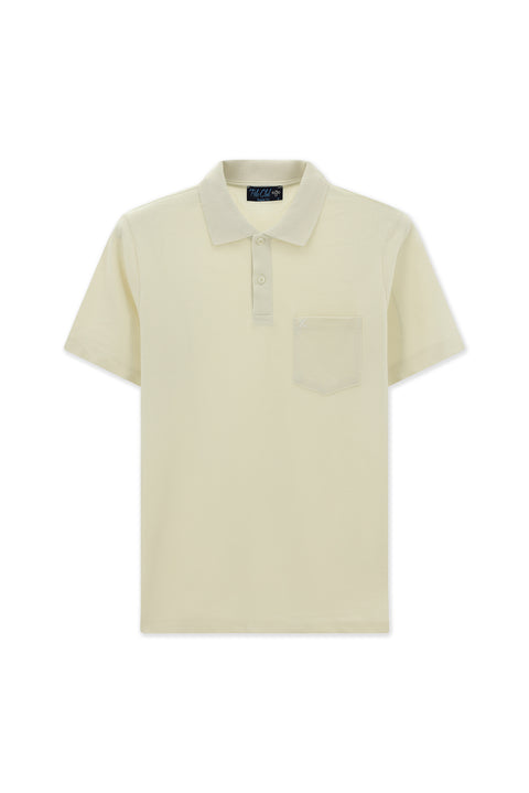 Stone Embroidered Polo Collar Regular Fit Pocketed 100% Cotton T-shirt