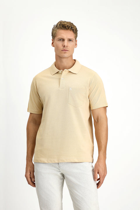 Medium Mink Polo Collar Regular Fit Pocketed Embroidered 100% Cotton T-shirt