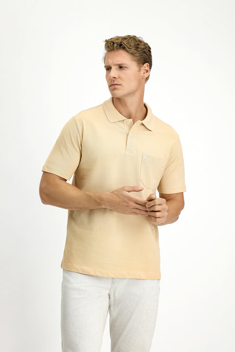 Medium Mink Polo Collar Regular Fit Pocketed Embroidered 100% Cotton T-shirt