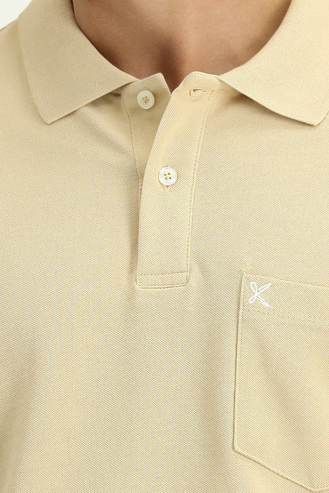 Medium Mink Polo Collar Regular Fit Pocketed Embroidered 100% Cotton T-shirt
