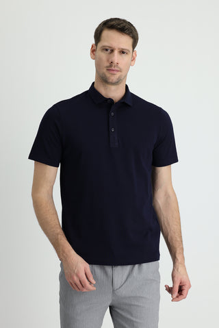Siyah Lacivert Polo Yaka Regular Fit Pamuk Tişört