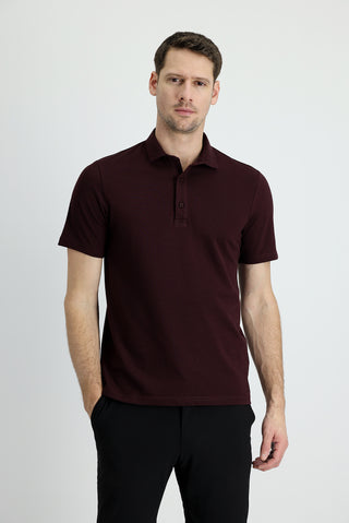 Koyu Bordo Polo Yaka Regular Fit Pamuk Tişört