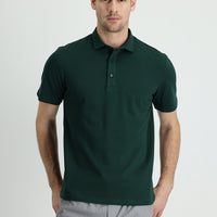 Koyu Yeşil Polo Yaka Regular Fit Pamuk Tişört