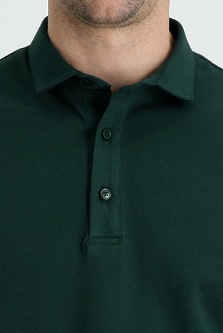 Koyu Yeşil Polo Yaka Regular Fit Pamuk Tişört