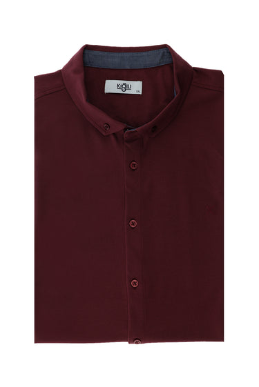 Açık Bordo Büyük Beden Polo Yaka Pamuklu Gömlek Tişört