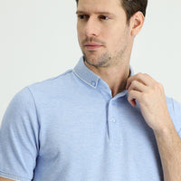 İndigo Polo Yaka Regular Fit Desenli Pamuklu Tişört
