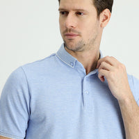 Indigo Regular Fit Patterned Polo Neck T-Shirt
